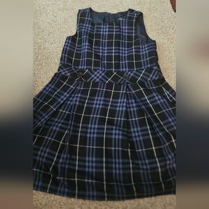 Lands' End Kids Casual Dress - Black and Blue Plaid